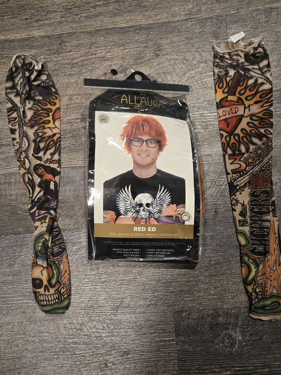 Other - Ed Sheeran Inspired Costume Set | Red Wig Tattoo Arm Sleeves Halloween Celebrity